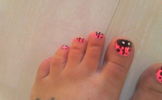 Ladybug Toenail Art