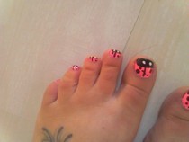 Ladybug Toenail Art