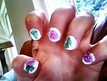 Tattoo Rose And Leaf Nails