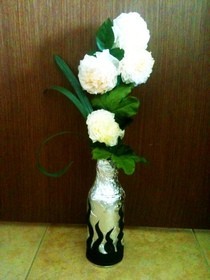 Tissue Paper Flowers And Decorated Vase
