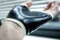 Latex Black And White Gauntlets