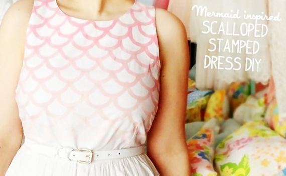 Stamped Scalloped Dress