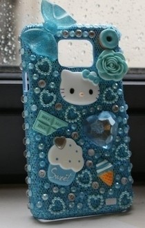 Blue Kawaii Hello Kitty Deco Phone Case