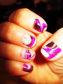 Nail Art, Water Marbling 