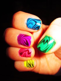 Multicolour With Black Marbling