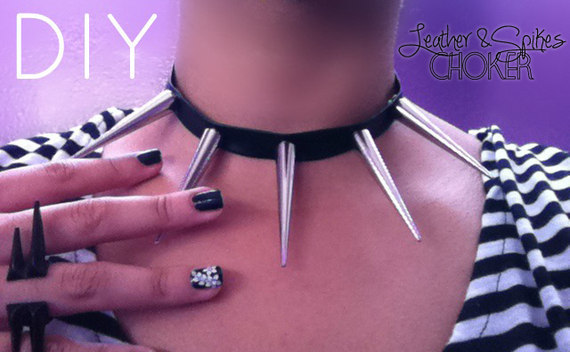 Leather & Spikes Choker Necklace