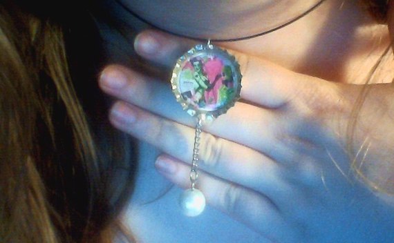 Zombie Girl Bottle Cap Necklace/Choker.