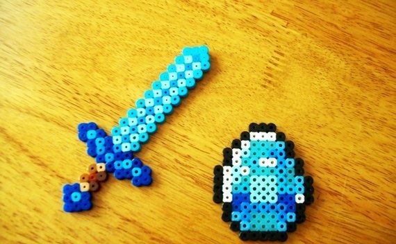 Perler Bead Minecraft Diamond And Diamond Sword