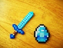 Perler Bead Minecraft Diamond And Diamond Sword
