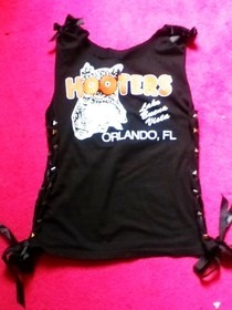 Corset Sides Studded Hooters L Mens Tshirt Top Recon!!