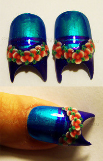 Purple And Blue Flower Nails