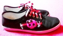Girly Skull Pink Bow Ribbon Shoes :D