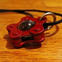 Bike Chain And Clear Glass Marble Pendant