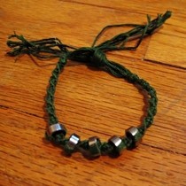 Upcycled Green Macrame And Ss Bike Chain Bracelet