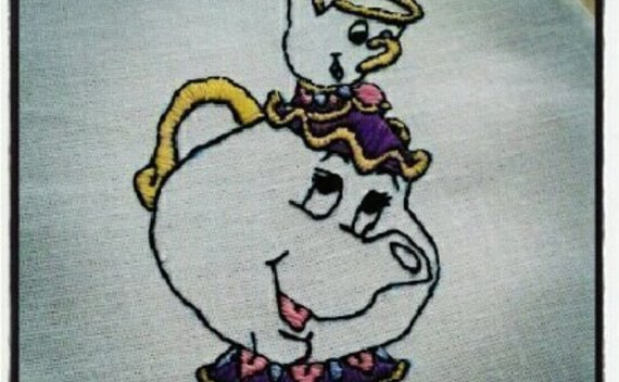 Mrs Potts Embriodered Dish Towel