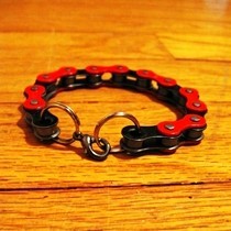 Red And Black Bike Chain Bracelet