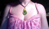 Glass Teardrop Mushroom Necklace