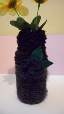 Yarn Wrapped & Felt Flower Vase