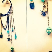 Turquoise Skully Ear Cuff