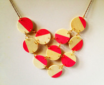 Pink + Wood Bib Statement Necklace