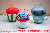 Hand Painted Teacup Pincushions