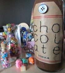 Homemade Chocolate Vodka & Bottle