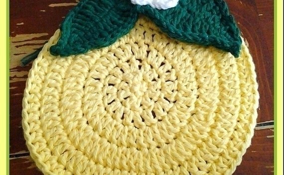 Cute Lemon Crocheted Trivet/Potholder