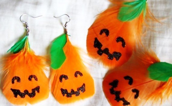 Pumpkin Feather Earrings