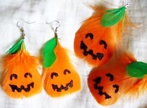 Pumpkin Feather Earrings