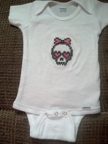 Skull Onesie Cross Stitched