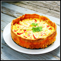 Country Ham, Cheddar, And Tomato Quiche