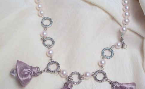 Fabric Bell Flower Necklace