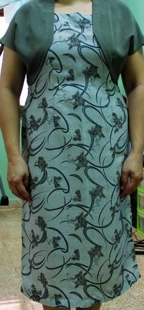 Printed Straight Dress W/ Bolero...