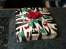 Zebra Rose Birthday Cake