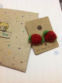 Needle Felting Rose Earings