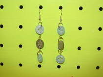 Blue Grey Button Earrings