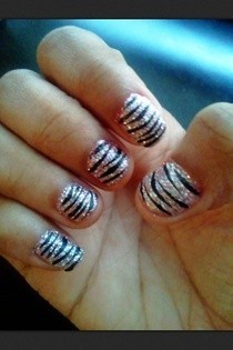 Sparkly Zebra Nails