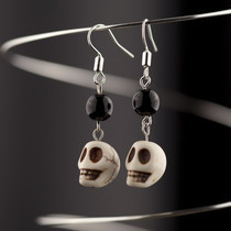 Howlite Skull  Beaded Dangle Earrings