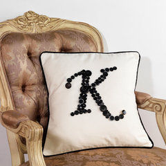 Monogram Letter K Pillow Cushion Cover In Black Metal Mix Buttons