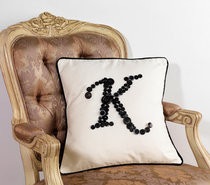 Monogram Letter K Pillow Cushion Cover In Black Metal Mix Buttons