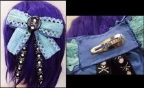 Large Skull And Lace Hair Bow Clip