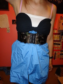 Blue And Black Babydoll Top
