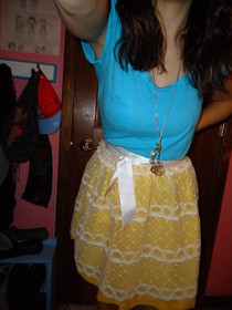 Yellow Skirt With Lace Skirt