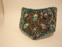 Turquoise Bead Embroidered Cuff Bracelet