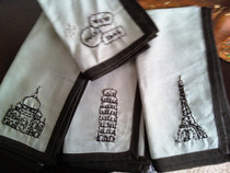 "Around The World" Hand Embroidered Napkins