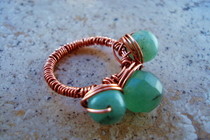 Semi Precious Beaded Copper Ring