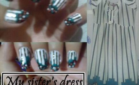 My Sister's Dress Inspired Nail Art