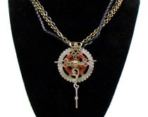  And In This Time We Find Faith   Steampunk Sci Fi Cross Necklace Ooak 18 Inch