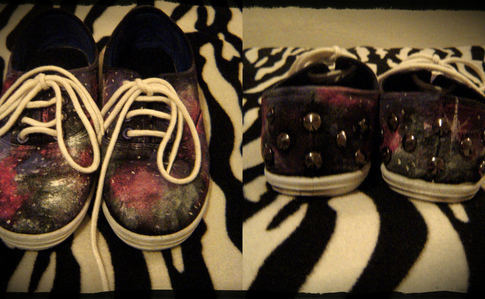 Galaxy Print Shoes With Studs