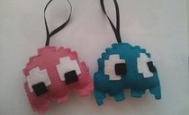Pacman Ghost Felt Christmas Ornaments